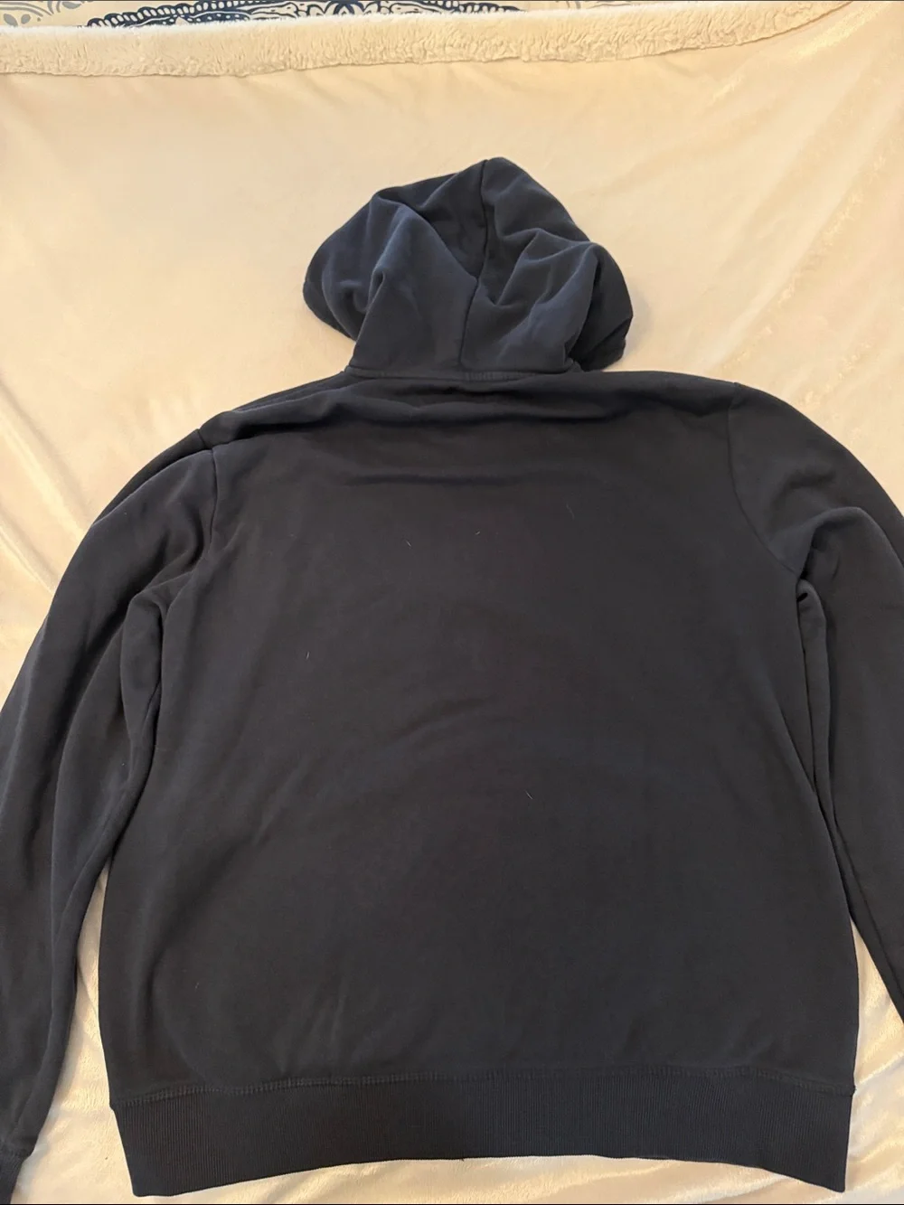 Original Penguin Navy Zip-Up Hoodie with Light Blue Chevron -Size Large
